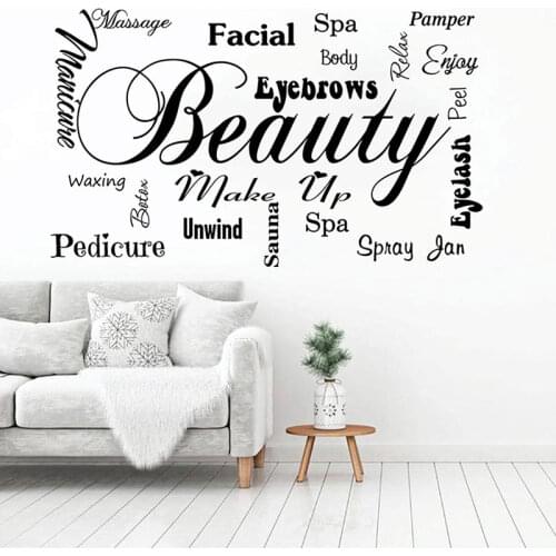 Beauty Eyelash Eyebrows Makeup Quotes Wall Sticker Vinyl Interior Design Beauty Salon Spa Window Decals Removable Murals 4517