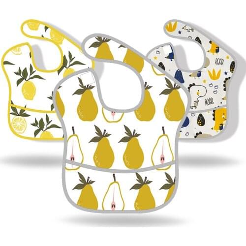 Waterproof Baby Bibs Cartoon Fruit Baby Girl Boy Bibs Easy Clean Food Catcher Burp Cloths Toddler Apron Baby Feeding Stuff