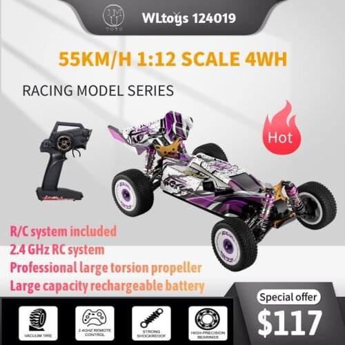 Wltoys 124019 High Speed Racing Car 55km/h 1/12 2.4GHz RC Car Off-Road Drift Car RTR 4WD Aluminum Alloy Chassis Zinc Alloy Gear