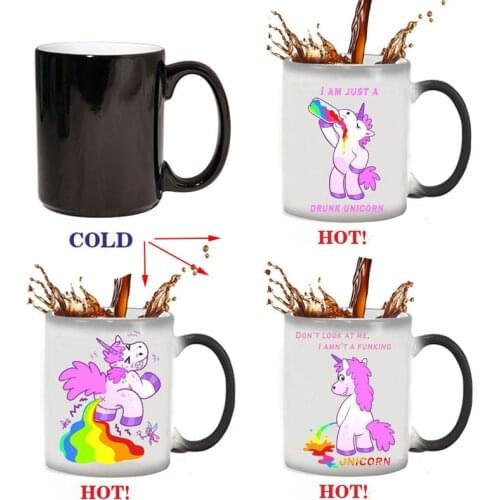 Funny Unicorn Mugs Rainbow Mug Novelty Coffee Tea Heat Sensitive Mug Changing Color Magic Mug Best Gift for Your Friends