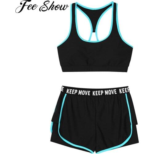 Women Sport Bras Top and Shorts Running Sets Racer Back Sport Suit Female Sportswear Summer Yoga Set Workout Outfit Gym Clothing