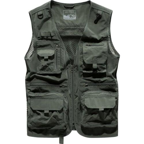 Summer Mesh Sleeveless Jacket Men Multi-pockets Photography Breathable Vest Outdoor Fishing Waistcoat Male Chaleco Hombre Weste