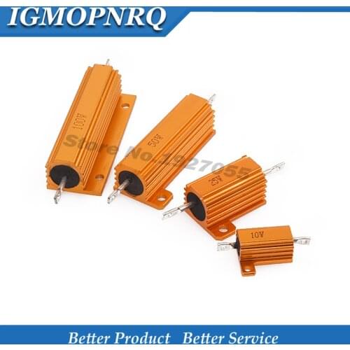 1PCS 10W 25W Aluminum Power Metal Shell Case Wirewound Resistor 0.01 ~ 30K 1 2 3 5 6 8 10 20 100 150 1K 10K ohm RX24