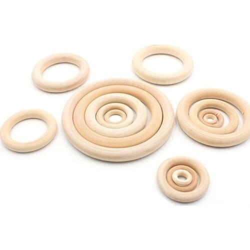 10 pcs Natural Wood Teething Beads Wooden Ring Children Kids DIY Wooden Jewelry Making Crafts 2 Size 55/65mm