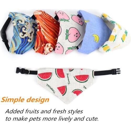 2021 New Fashion Pet Scarf Cat Collar Dog Accessories Puppy Triangle Watermelon Pineapple Pattern Collar Cute Chihuahua Collar