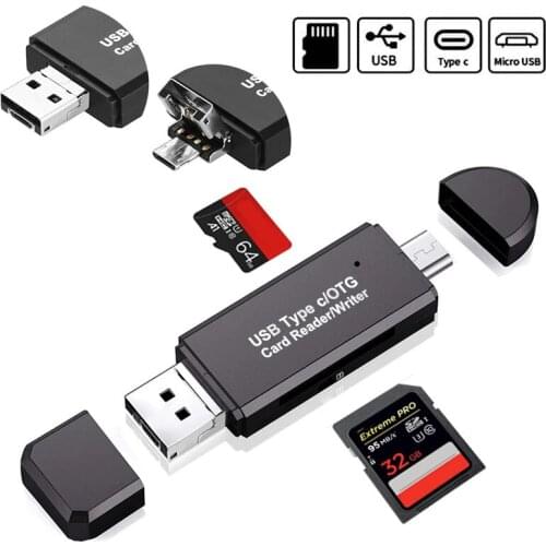 3in1 USB 2.0 Type C Micro USB OTG MicroSD TF SD Card Reader for Samsung for Huawei Android Smart Phone Tablet PC Laptop Computer