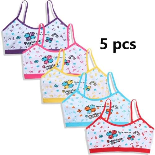 5pcs Girls' Training Bra Girls' Bras Pure Cotton Teenager Childrens Underwear Summer Adolescent Girls Underwear