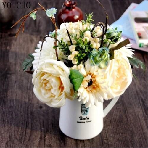 6 Heads Real touch rose decorative flowers 6 Heads Artificial Peony Flower bouquet For Wedding Party Bridal bouquet Home Decor