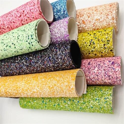 A4 size 20*33cm Glitter Leather Sheets Chunky solid Glitter Faux Leather hair bow DIY material 1287
