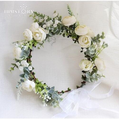 HIMSTORY Hot Sale New Girls Woman Bohemian Style Wreath Flower Crown Wedding Garland Forehead Headband Beach Hair Accessories
