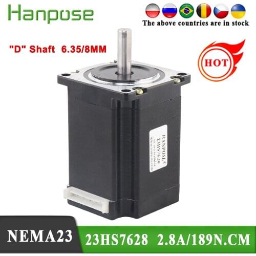 Free shipping 1PCS Nema23 Stepper Motor 2.8A 189N.cm 4-lead 23HS7628 motor For 3D Printer Monitor Equipment
