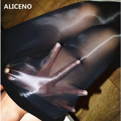 Oil Shiny High Waist Tights for Women Lingerie Ultrathin One-Line Gloss Sexy Pantyhose Sheer Nylon Bling Stockings Medias 20A07