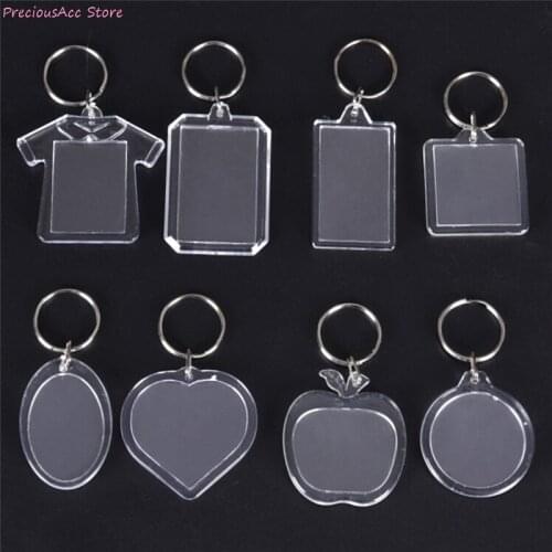 2021 New 5PCS Rectangle Transparent Blank Acrylic Insert Photo Picture Frame Keyring Keychain DIY Split Ring Key Chain Gift