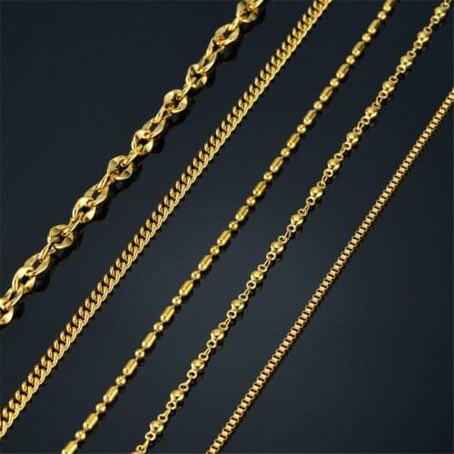 Chains For Pendant Men / Women Jewelry DIY Gold Stainless Steel 3MM/2MM Twisted Rope Chain Necklace Adjustable U887D
