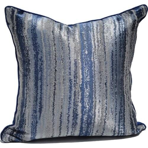 DUNXDECO Cushion Cover Decorative Pillow Case Art Cold Blue Geometric Stripe Coussin Modern Home Office Sofa Decoration