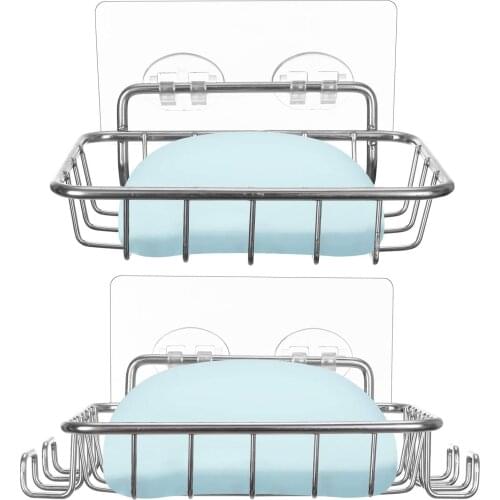 2pcs Soap Dishes Soap Case Holder Soap Sponge Storage With Hook In Bathroom Kitchen Black Kitchen Sink Strainer Basket