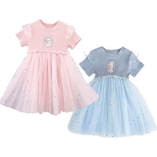 Frozen Elsa Princess Children Sequin New Dress Kids Girl Print Summer Dress Baby Children Party Dresses
