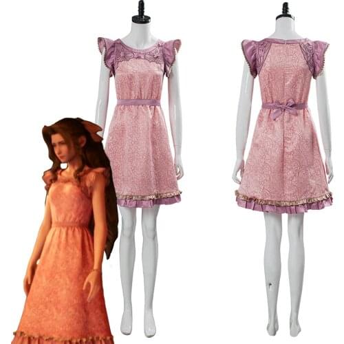 Final Cosplay Fantasy VII:7 Remake Aerith Wall Market the Honeybee Inn Pink Short Dress Cosplay Costume Halloween