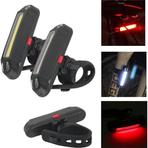 FIRECLUB 2pcs USB Rechargeable Mountain Bike LED Taillight Bicycle Front Lamp Headlight Night Cycling Safety Warning Light
