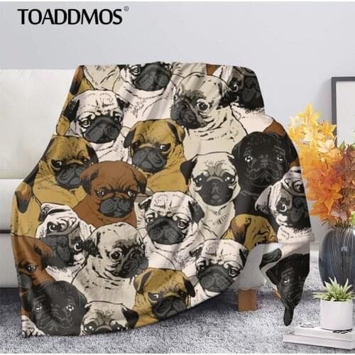 TOADDMOS Cute Dog Cat Animal Design Fleece Blanket for Kids Adults Comfort Soft Home Bedding Sofa Nap Warm Blanket Summer Quilt