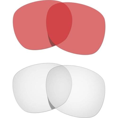 HKUCO For Garage Rock Sunglasses Replacement Polarized Lenses 2 Pairs - Transparent&Transparent Pink