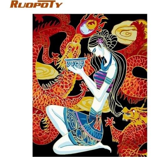 RUOPOTY DIY Painting By Numbers women Wall Pictures For Living Room oil painting by numbers Bedroom Decor Coloring By Numbers