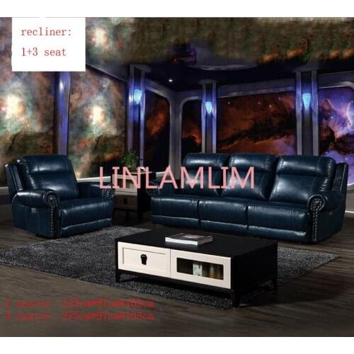 Living room Sofa set диван мебель кровать muebles de sala 1+3 seat recliner real genuine leather sofa cama puff asiento sala fut