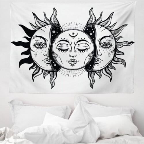 Mystic Microfiber Wide Wall Carpet Monochrome Multi-Faced Indian Sun Face Design