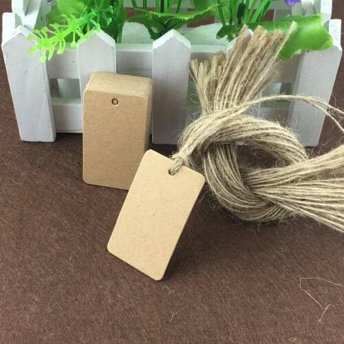 Kraft Price Hang Tags Hand made Gift Tag Retro Paper Cards For Jewelry/Boxes/Handicraft/Books 1Lot=200PCS Tags+200PCS Strings