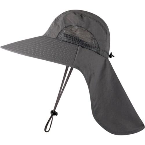 Summer UPF50+ Sun Hat Breathale Mesh Bucket Hat Hiking Fishing Hats With Neck Flap Outdoor Long Wide Brim
