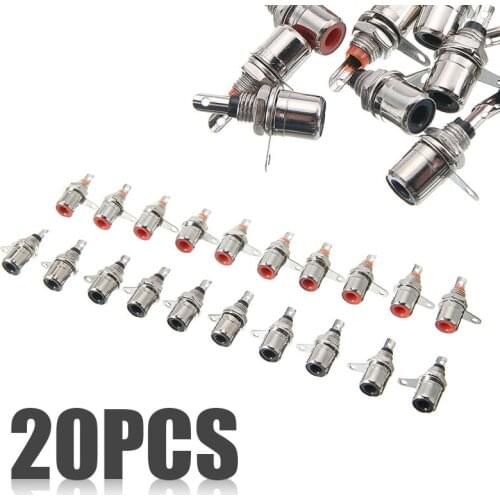 Mayitr 20pcs Red + Black RCA Panel Mount Connector Professional RCA Female Socket Audio Socket for Plug connector
