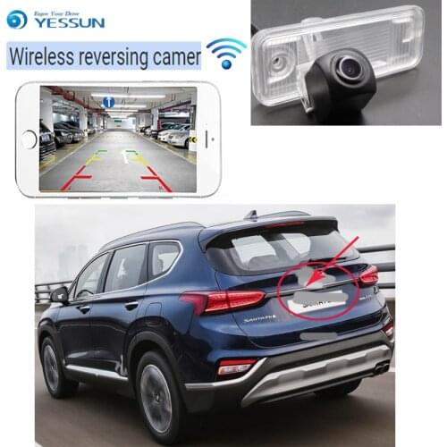 2019 The New car Reverse License Plate wireless hd Camera For Hyundai Santa Fe 2013~2018 for Hyundai ix45 2013~2015 night visio