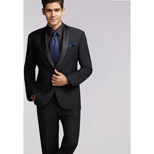 Latest Coat Pant Designs Men Suits Wedding Slim Fit Black Shawl Lapel Bridegroom Costume Prom Tuxedo Best Man Blazer Jacket Pant