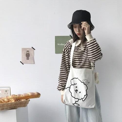 2020 New Women Shopping Bag Animal Ladies Shoulder Bag Totes Eco Shopping Bag Daily Use Foldable Canvas Bag