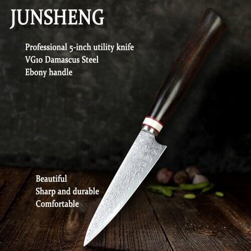 New Damascus VG10 Steel Blade Ebony Cut Handle Meat Slices Fruit Carving Collection Outdoor EDC Utility Knife