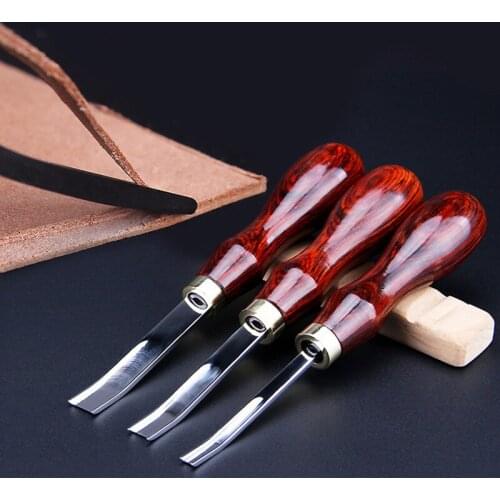4/6/8/10mm DIY SandalwoodHandle Spacious Thin Knife Beveler Cutting Skiving Trimming Edge Cutting Knife Leather Craft Tool Edge
