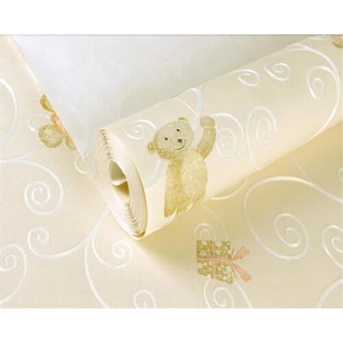 Beibehang Wallpaper family decoration blue sky cartoon 3D bear bedroom landscape oil painting wallpaper for kids room behavior