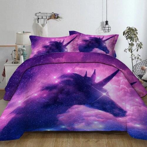 Star Unicorn Bedding 100% Cotton Duvet Cover Sets Western Dream Cartoon Pink Bedding Set Girl Duvet Cover Pillowcases Quality Y6