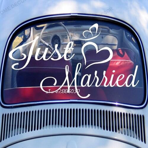 Just Married Warm Quotes Wedding Wall Stickers Married Decoration Car Decal Waterproof Vinyl Removable Wedding Waterproof Q07