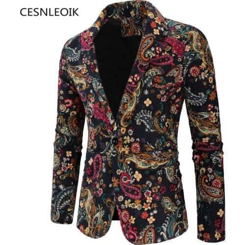 Plus size XXL 3XL Fashion Men Slim fit Casual blazers men printing suits coat man clothes