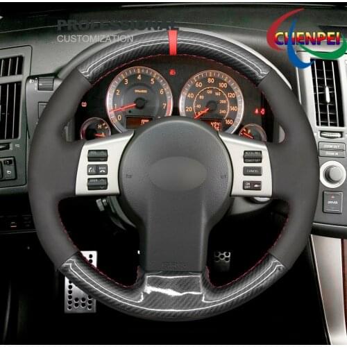 DIY Hand-Sewn PU Carbon Fiber Black Suede Car Steering Wheel Cover For Infiniti FX FX35 FX45 Car Interior Accessories