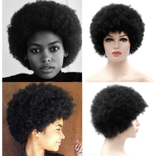YxCheris Synthetic Afro Wigs Women Short Fluffy Hair Wigs For Black Women Kinky 12 Inch For Party Dance Retro Cosplay Wigs