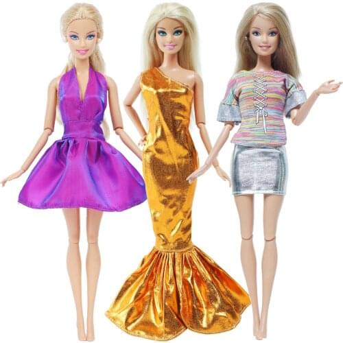 Random 13 Pcs/Lot = 3x Wedding Party Dress Skirt Gown + 10x Fashion Shoes Accessories Clothes for Barbie Doll Dollhouse DIY Toy