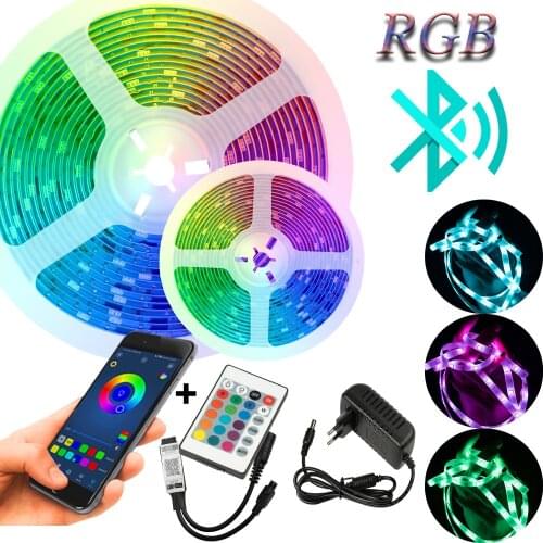 RGB 5050 12V LED Strips Lights Bluetooth Diode Flexible Waterproof String Remote Controller 5M 10M 15M 20M Background Decoration