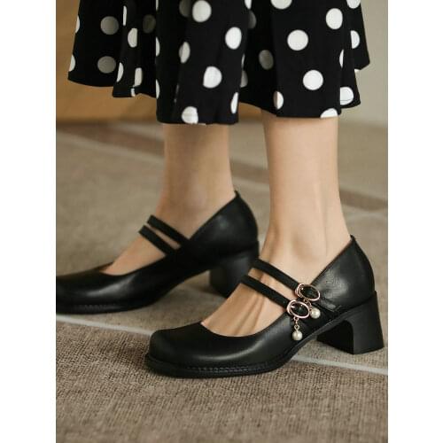 EshtonShero Womens Lolita Shoes Woman Platform Med Heels Ladies Buckle Pumps New Female Leather Woman Summer Mary Janes