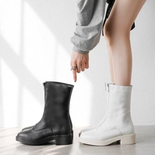 Spring Martin Boots Chelsea Boots Female Casual Boots Fashion Preppy Style Womens Shoe Zipper Round Toe Footware 34-43OULYYYOGO