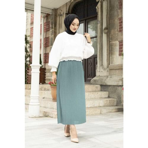 Pleated Maxi Skirt Muslim Womens Islamic Turkey New Arrivals Muslim Bottoms Longer High Waist Pleated Skirt Women New Arrival