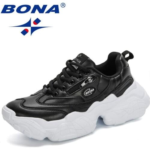 BONA 2021 New Designers Wedge Platform Sneakers Women Casual Lace Up Thick Bottom Walking Shoes Woman Non Slip Leisure Footwear