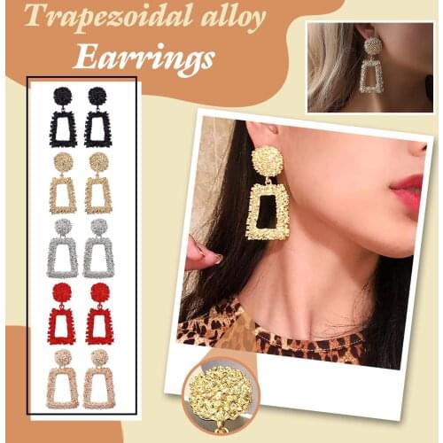 WomenS Earrings Fashion Personality Simple Hollow Geometric Trapezoidal Alloy Earrings In Different Colors серьги висячие 04