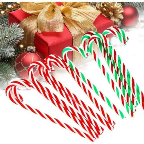 10pcs/set Christmas Canes Christmas Tree Decoration 15cm Acrylic Candy Canes New Year Hanging Crutch Pendant Decor Ornaments